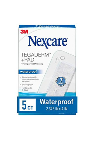 Nexcare Tegaderm Waterproof Transparent Dressing, 4 in x 4-3/4 in 4 in x 4-3/4 in, 4.0 EA